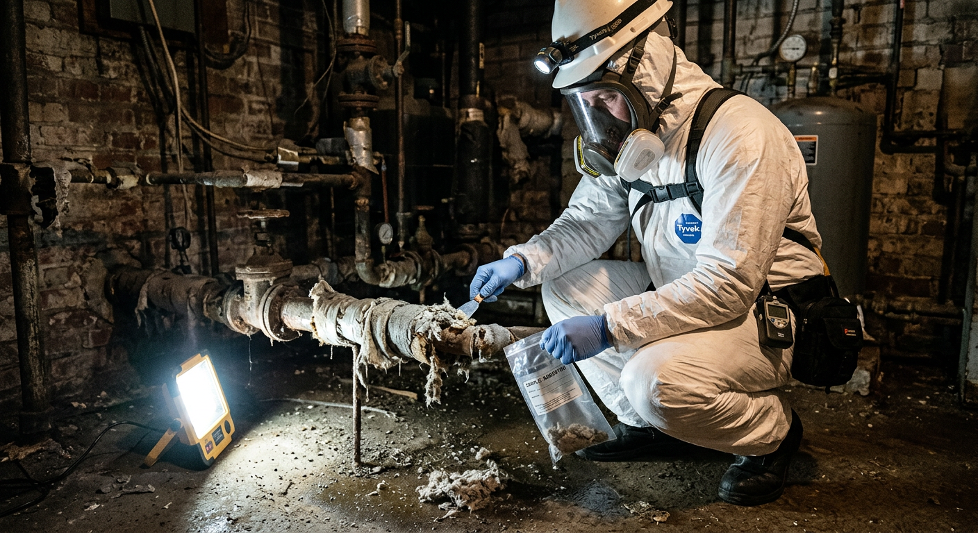 Professional asbestos inspector testing materials before renovation in New York