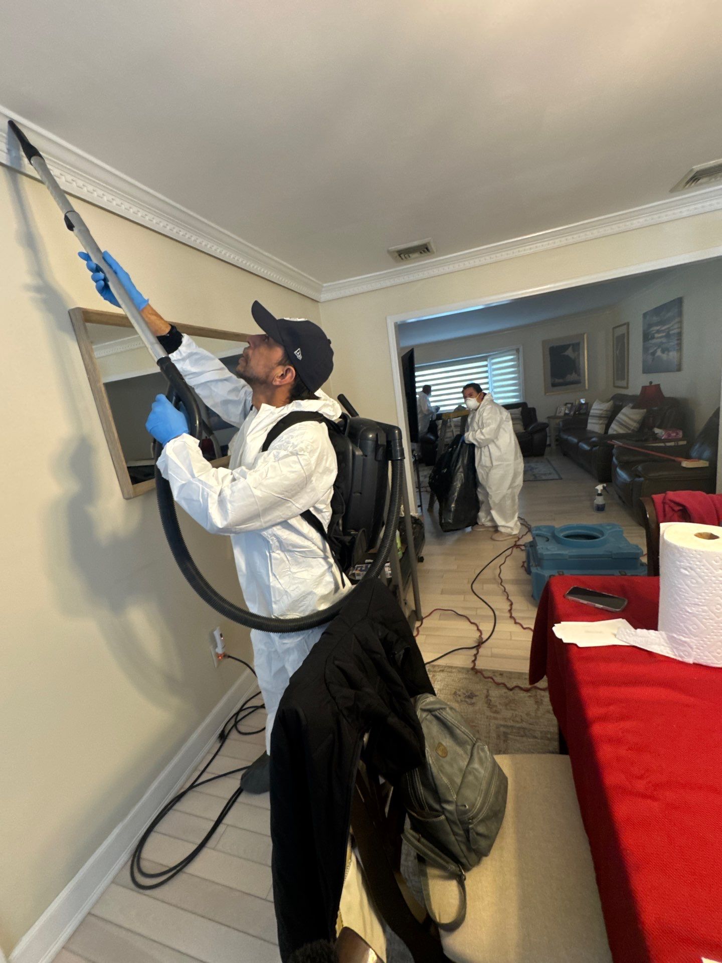 Oil puff back soot damage cleanup