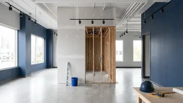 Commercial interior build-out under construction