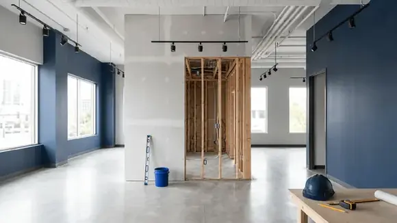 Commercial interior build-out under construction
