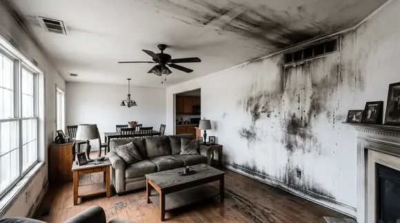 Soot covering walls after an oil puff back