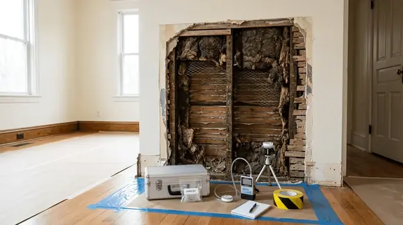 Asbestos testing with air sampling equipment